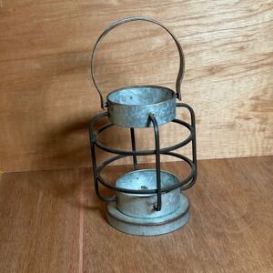 Galvanized Metal Lantern Candle Holder Rustic Farmhouse Decor Accent patio porch